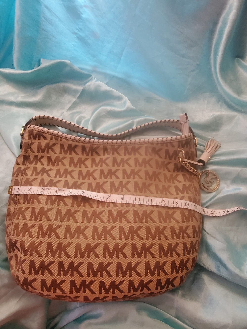 Michael Kors Brown Logo Tote with Gold Charm - Picture 4 of 8